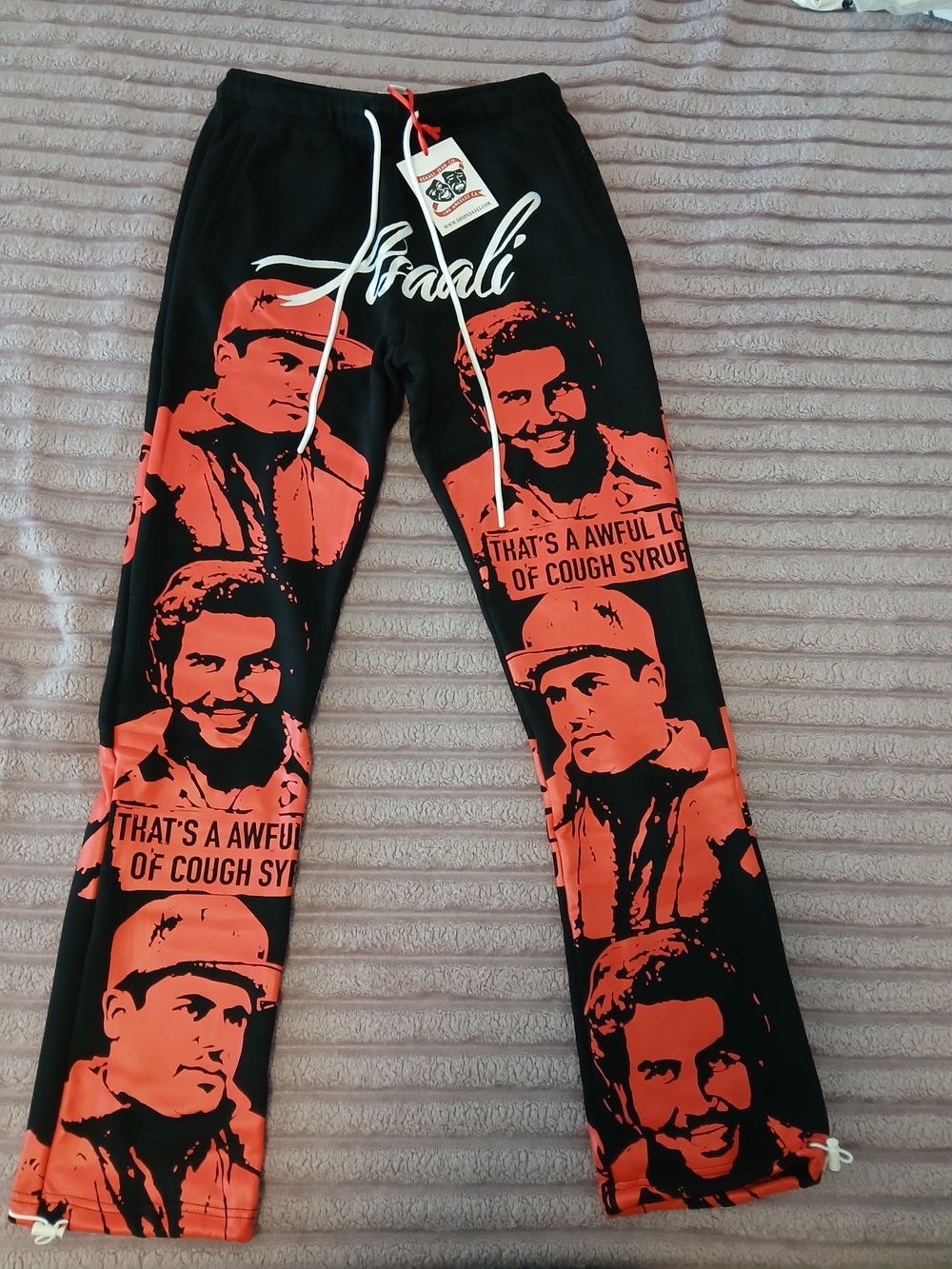 Black & Orange Graphic Print Men's Joggers by Abadi